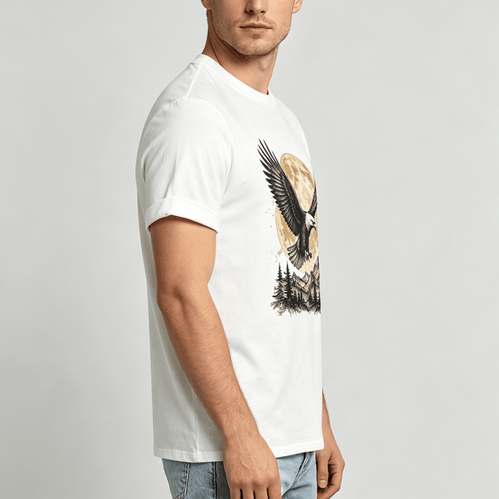 Vintage Bald Eagle Full Moon Mountain Graphic Western T-shirt - image 2