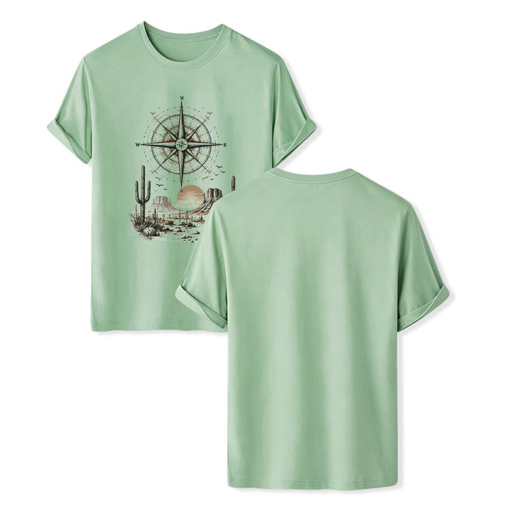 Western Desert Cactus Compass Graphic Print Shirt - Green - 2XL - image 10