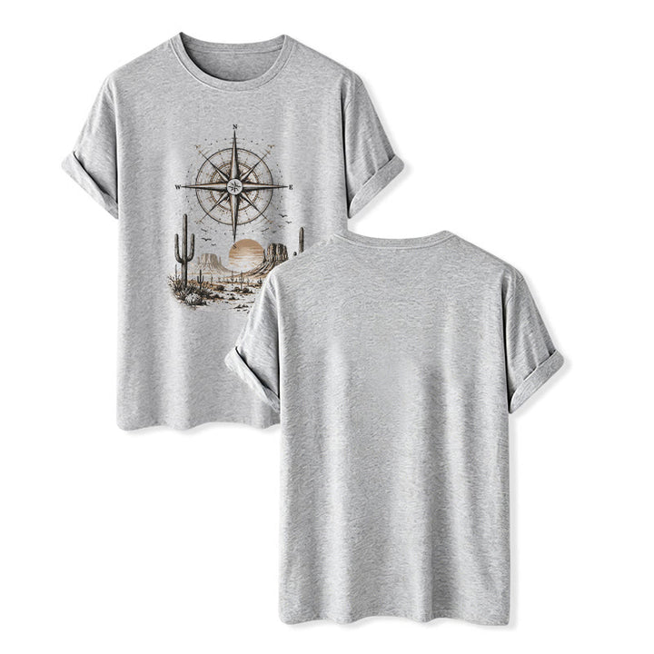 Western Desert Cactus Compass Graphic Print Shirt - Gray - 2XL - image 8