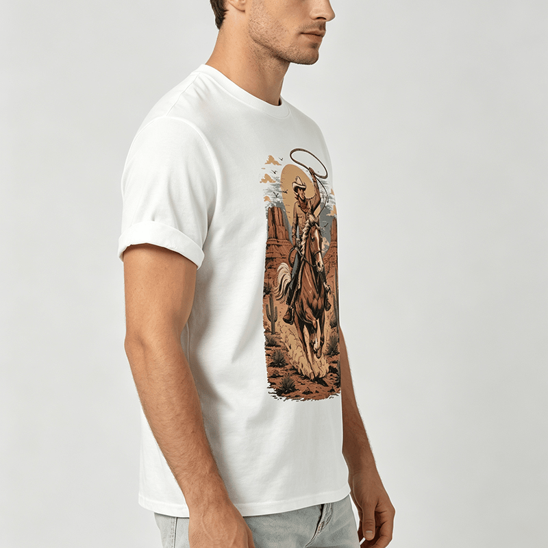 Retro Canyon Cowboy Lasso Graphic Print Shirt - image 2