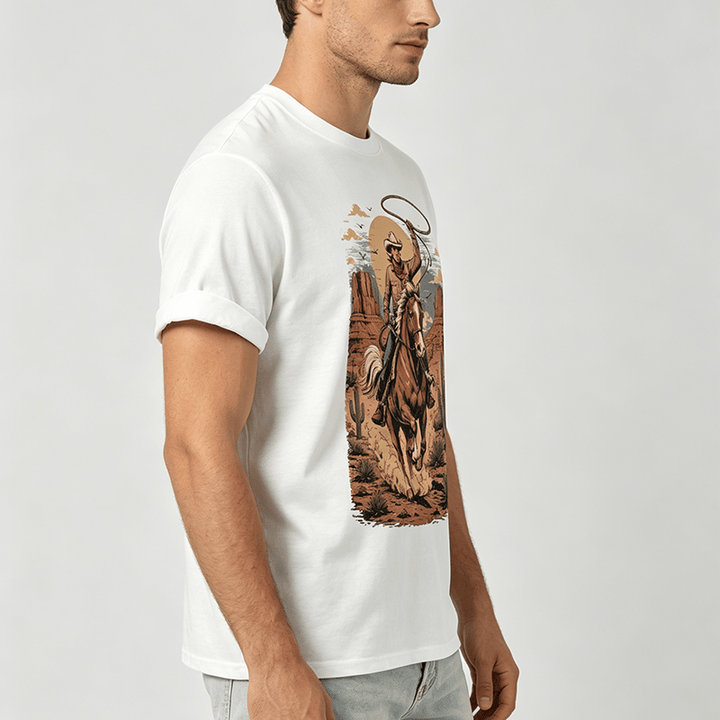 Retro Canyon Cowboy Lasso Graphic Print Shirt - image 2