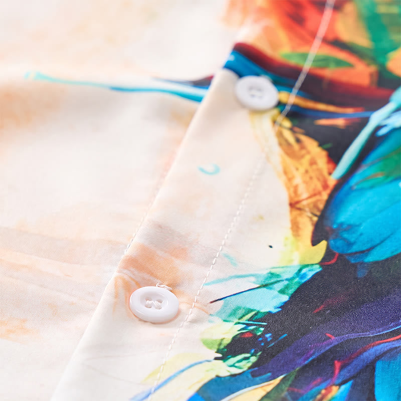 Men's Art Graffiti Parrot Color Block Hawaiian Shirt - image 5