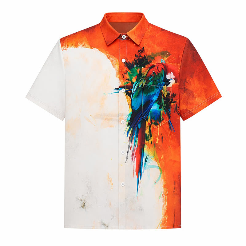 Men's Art Graffiti Parrot Color Block Hawaiian Shirt - image 10