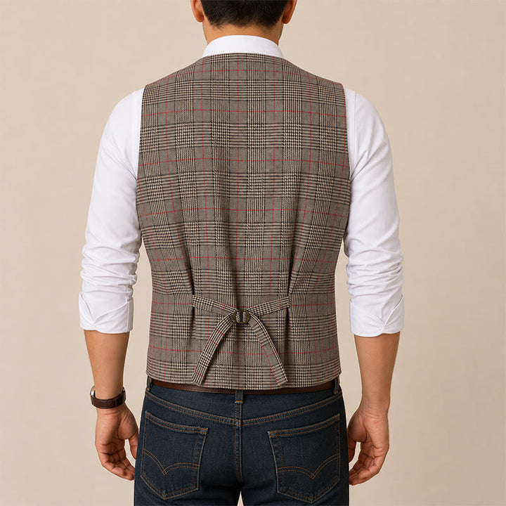 Vintage Heritage Style Checkered V-Neck Suit Vest - image 2