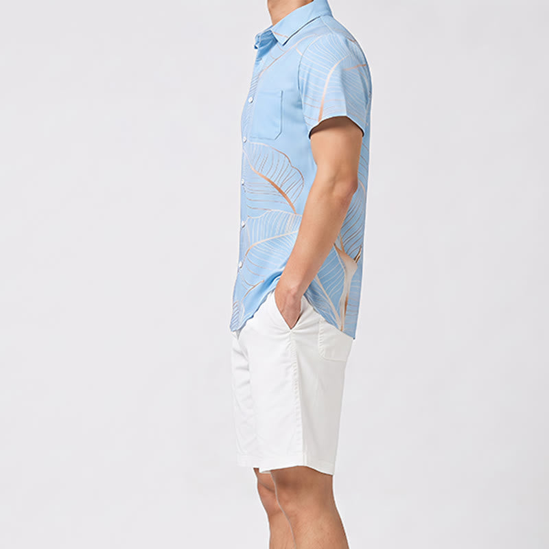 Men's Tropical Golden Banana Leaf 3D Summer Beach Shirt - image 2