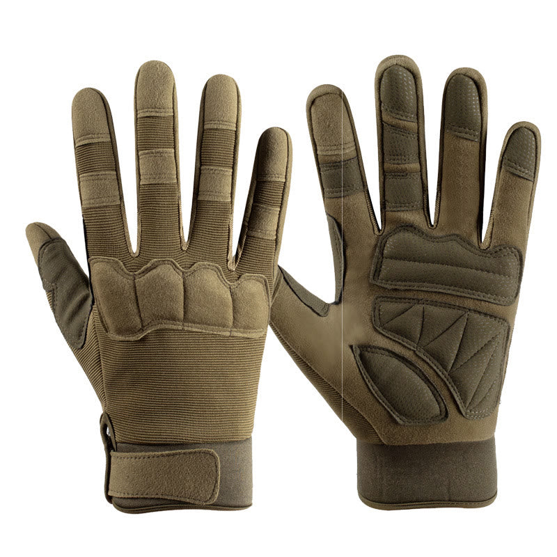 Full Finger Anti-Slip Padded Palm Military Tactical Gloves - Dark Green - XL - image 3