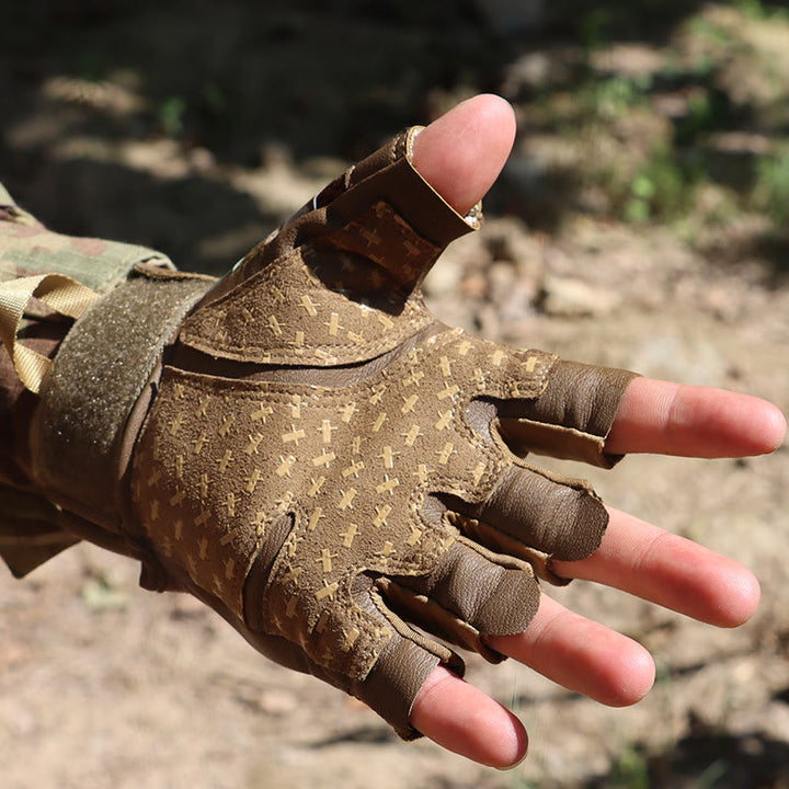 Outdoor Hard Knuckle Army Military Fingerless Gloves - image 5