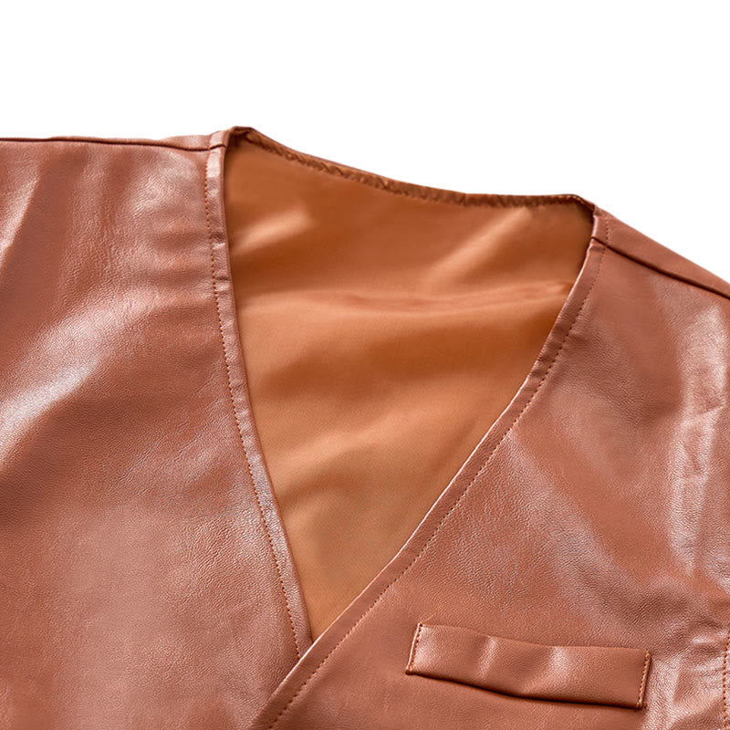 Men's Vintage Cowboy Biker Faux Leather Western Vest - image 5