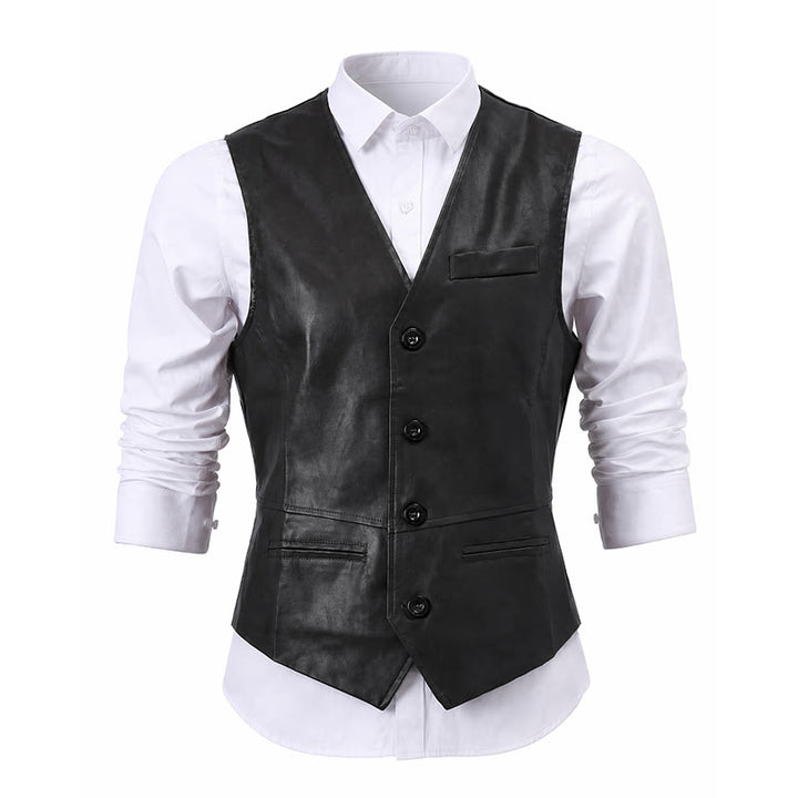 Men's Vintage Cowboy Biker Faux Leather Western Vest - image 13