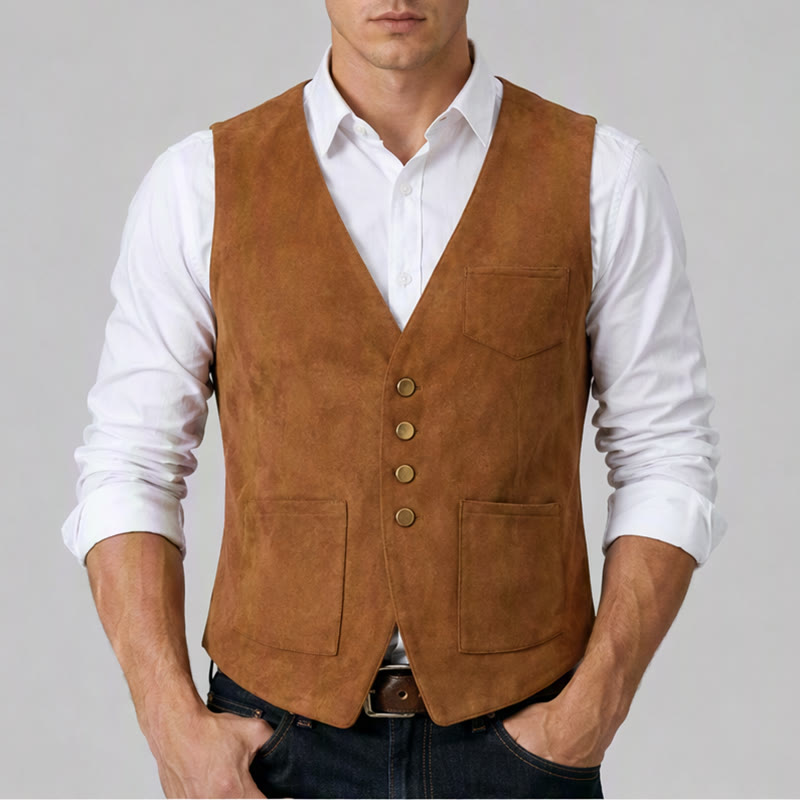 Men's Traditional Western Essential Brown Cowboy Vest - image 1