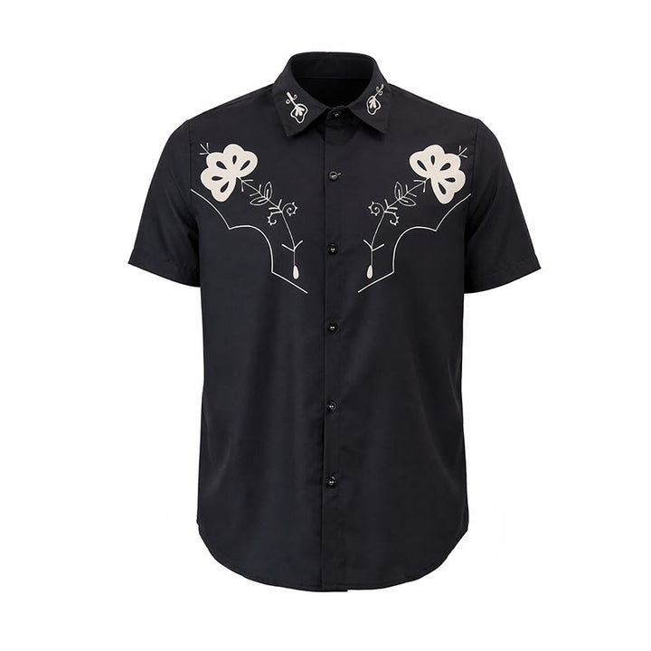 Black Western Floral Printed Cowboy Yoke Shirt - image 8