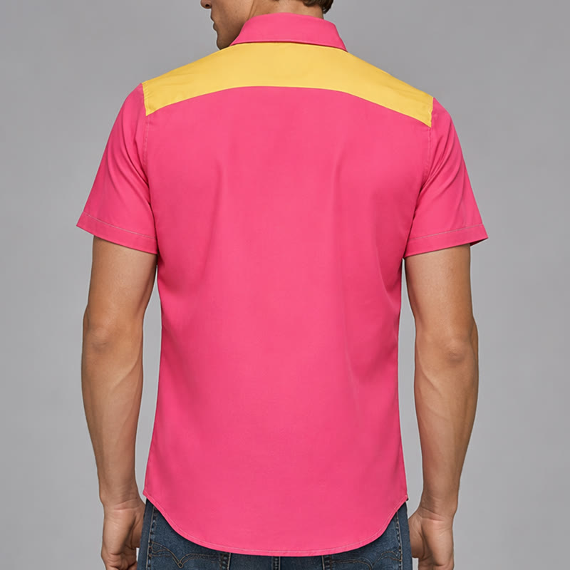 Hot Pink & Yellow Cactus Yoke Western Shirt - image 2