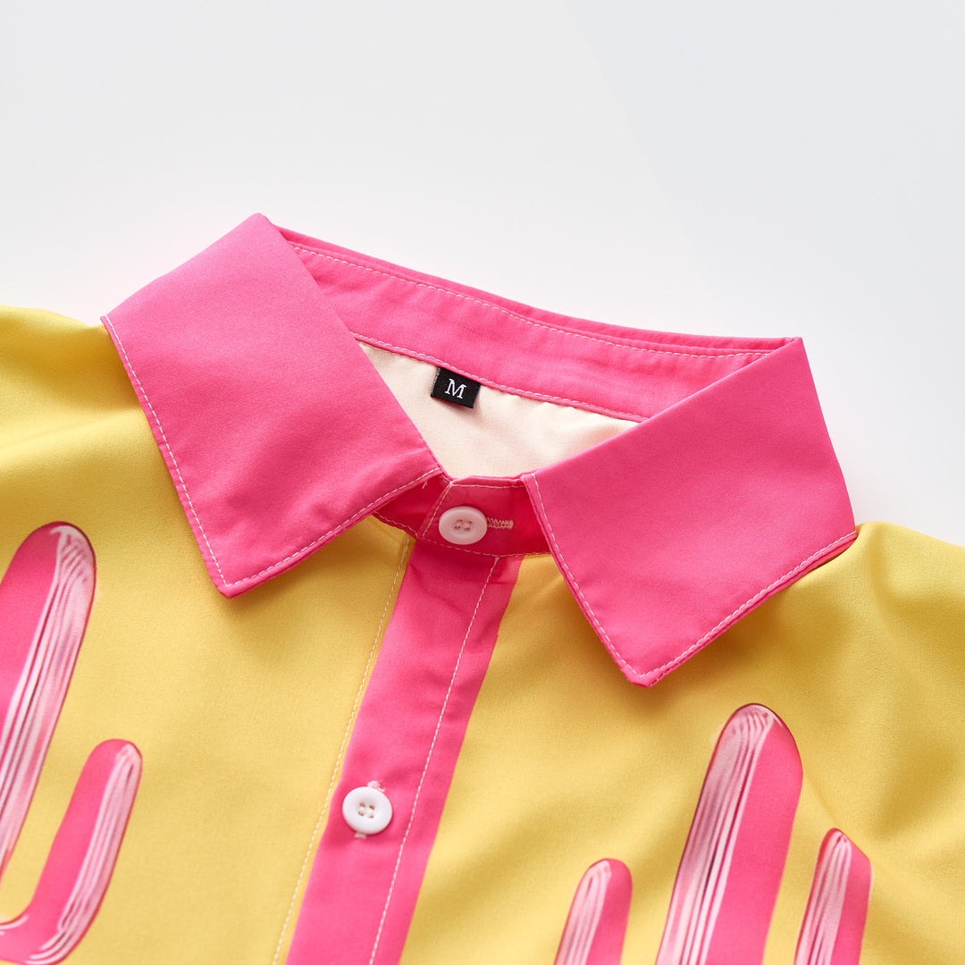 Hot Pink & Yellow Cactus Yoke Western Shirt - image 4