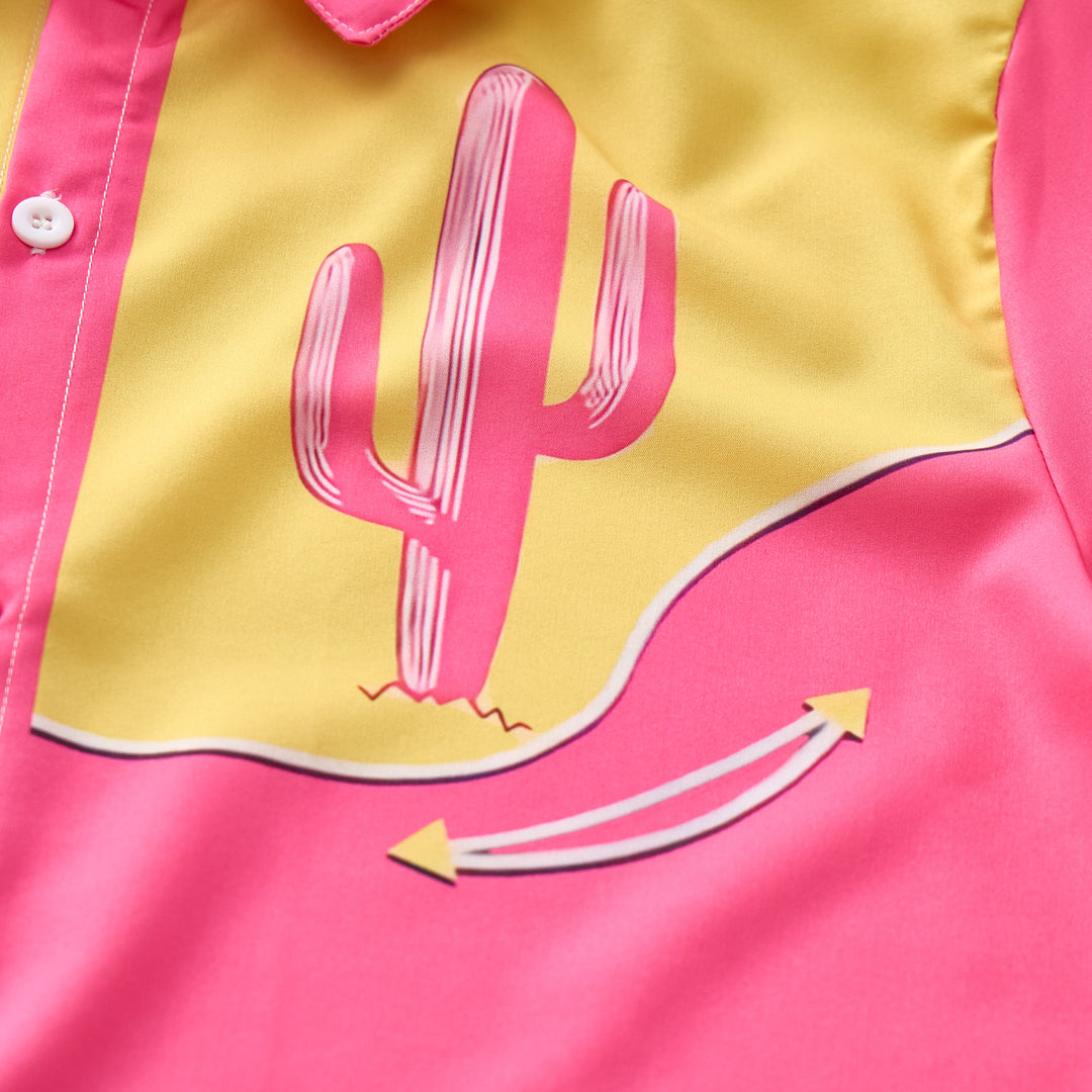 Hot Pink & Yellow Cactus Yoke Western Shirt - image 5