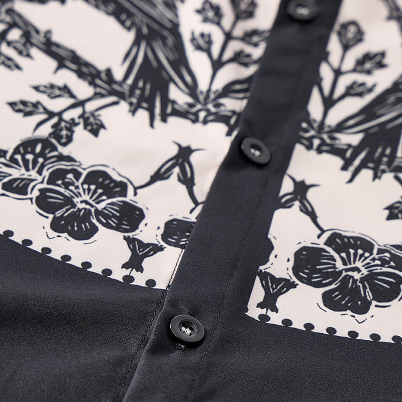 Black Raven & Ivory Floral Cowboy Yoke Western Shirt - image 5