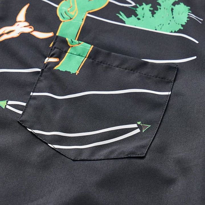 Black Cactus & Longhorn Skull Cowboy Yoke Shirt - image 6