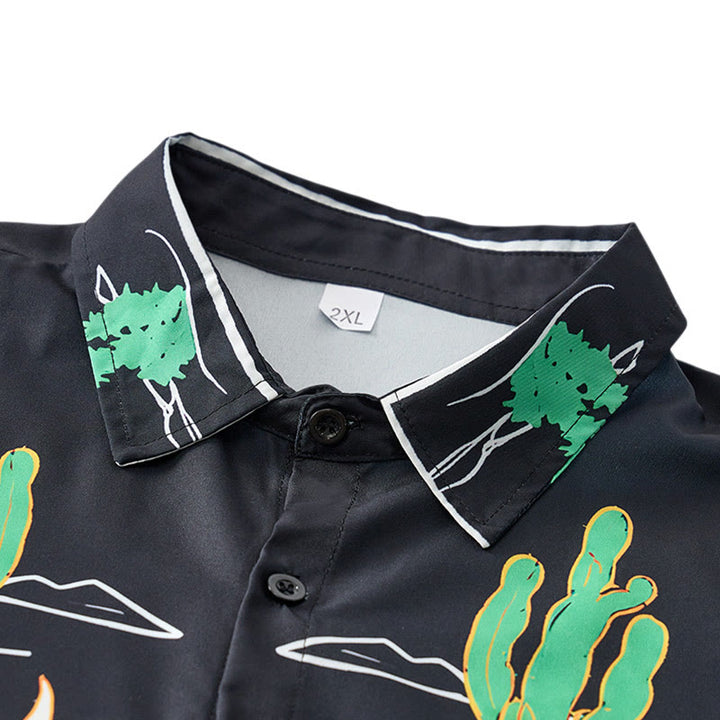 Black Cactus & Longhorn Skull Cowboy Yoke Shirt - image 4