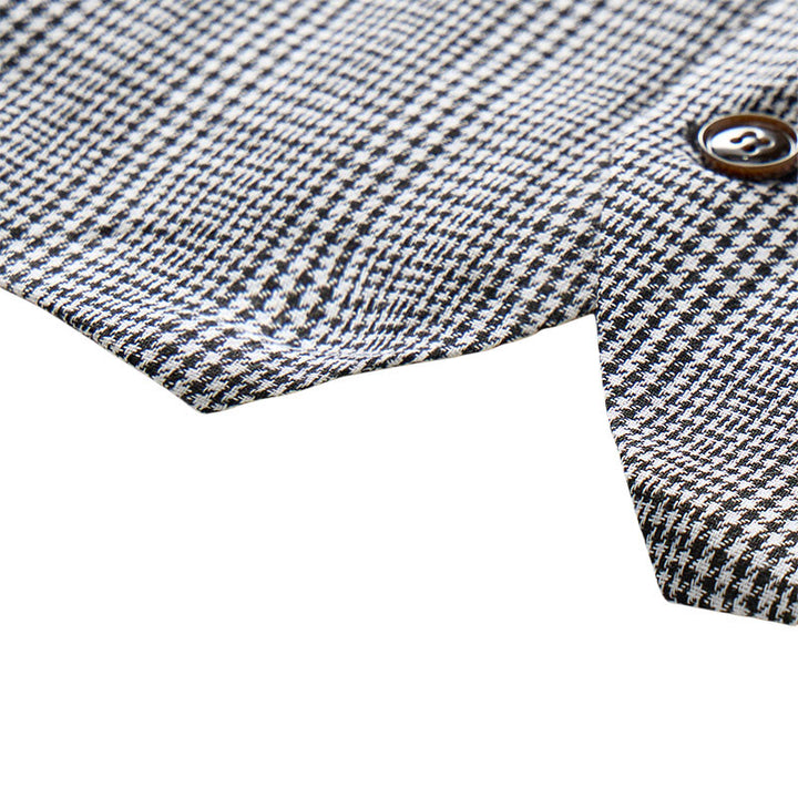 British Style Notched Collar Checkered V-Neck Suit Vest - image 10