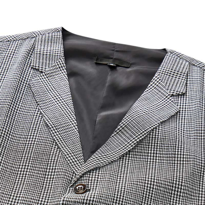 British Style Notched Collar Checkered V-Neck Suit Vest - image 5