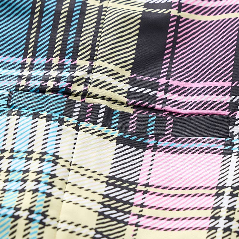 Colorful Tartan Plaid Statement Festive Suit Vest - image 6
