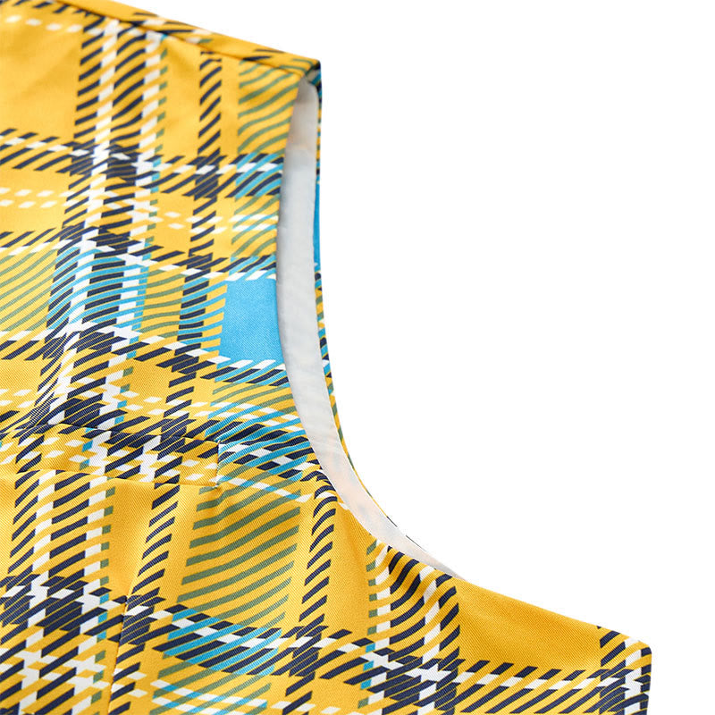 Mustard Yellow Preppy V-Neck Tuxedo Suit Vest - image 6