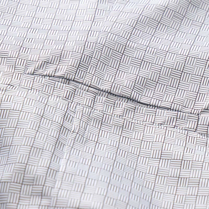 Minimalist Silver Grey Grid Pattern V-Neck Suit Vest - image 6