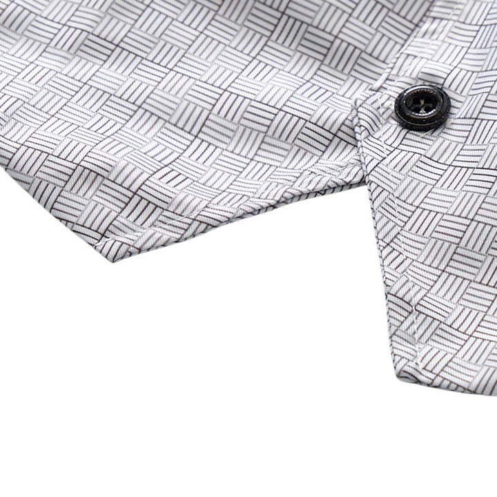 Minimalist Silver Grey Grid Pattern V-Neck Suit Vest - image 8