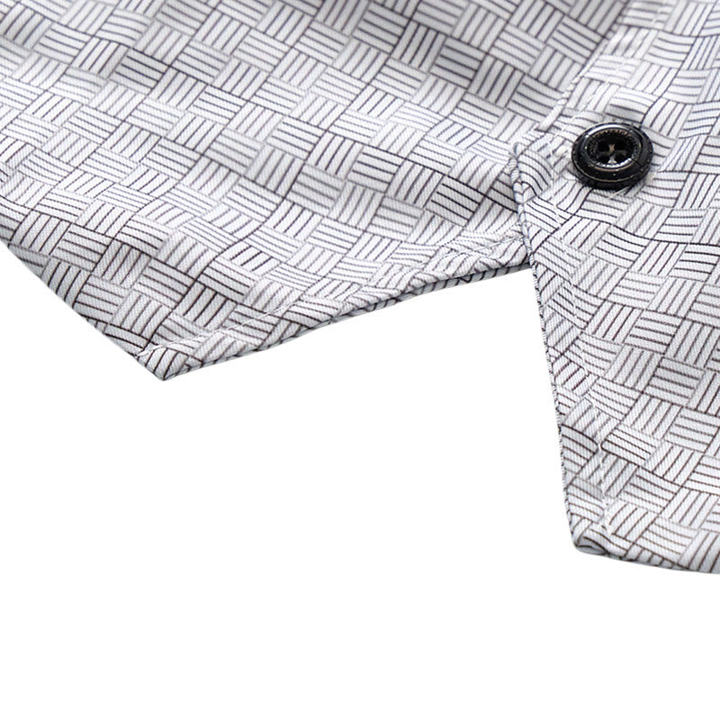 Minimalist Silver Grey Grid Pattern V-Neck Suit Vest - image 8