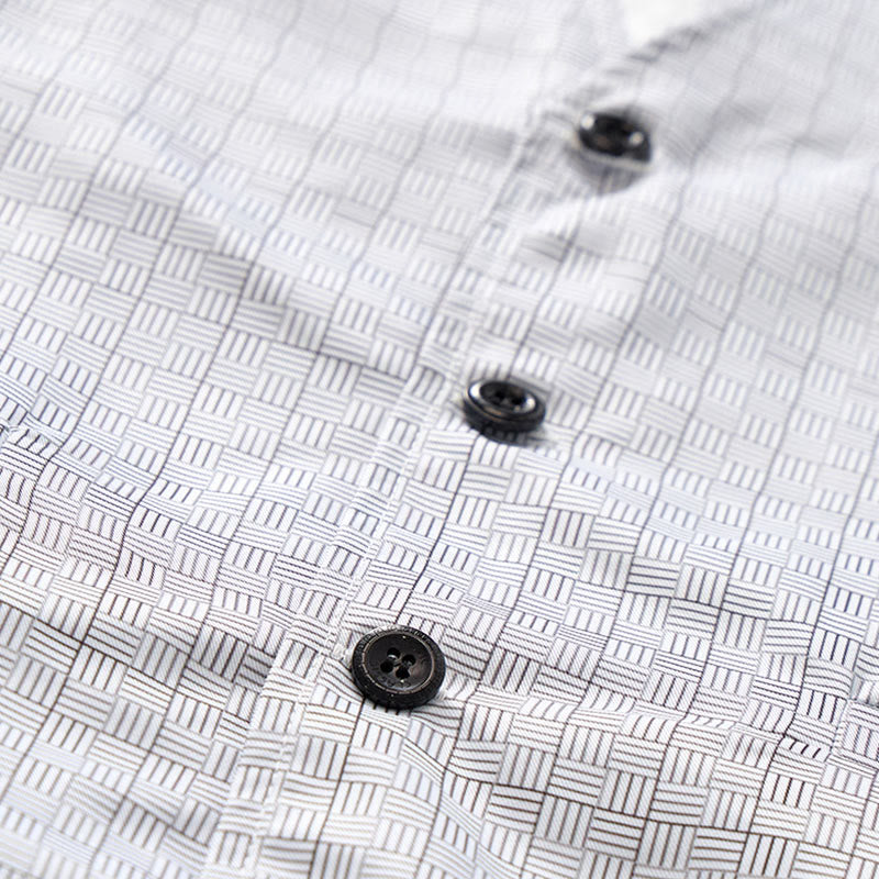 Minimalist Silver Grey Grid Pattern V-Neck Suit Vest - image 5