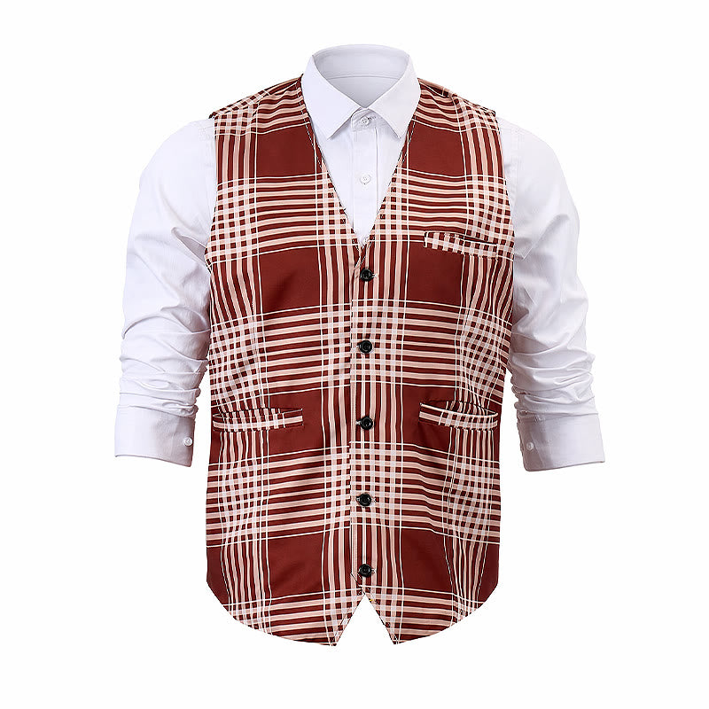 Brown Heritage Check British Gentleman Suit Vest - image 10
