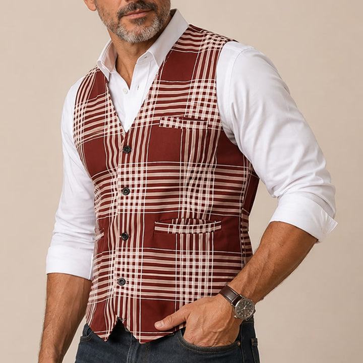 Brown Heritage Check British Gentleman Suit Vest - image 3