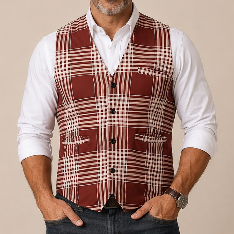 Brown Heritage Check British Gentleman Suit Vest - image 1