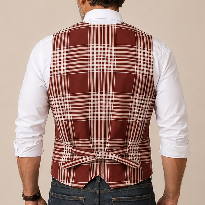 Brown Heritage Check British Gentleman Suit Vest - image 2