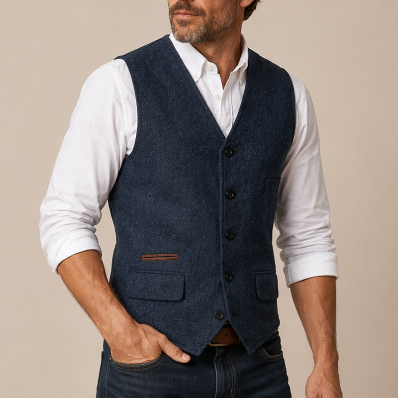 Men's Classic Western Tweed Herringbone Suit Vest - image 3