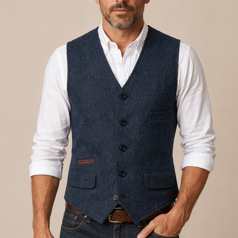 Men's Classic Western Tweed Herringbone Suit Vest - image 1