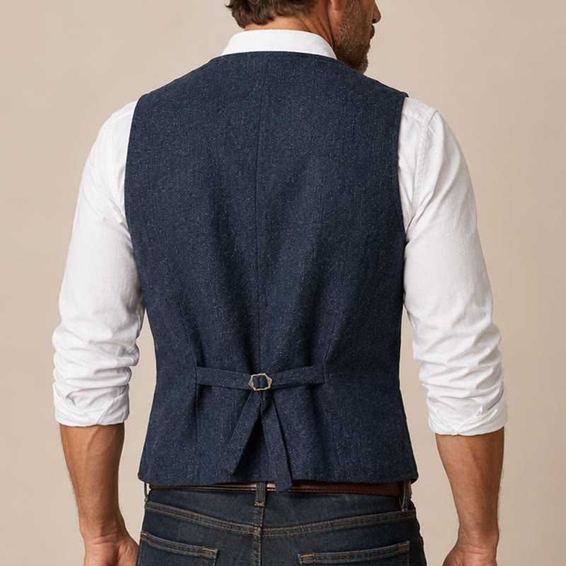 Men's Classic Western Tweed Herringbone Suit Vest - image 2