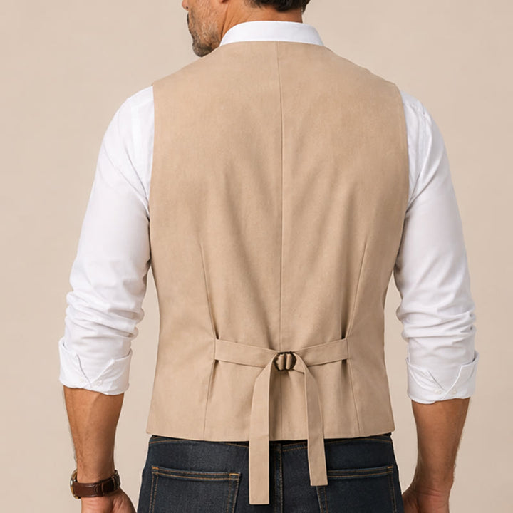 Men's Modern Cowboy Waistcoat Double-breasted Suit Vest With Brooch - image 2