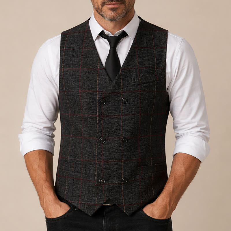 Men's Plaid Pattern Peaky Blinders Inspired Suit Vest - image 1