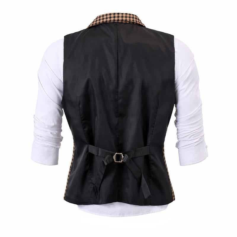 Men's Houndstooth Plaid Middle Ages Style Suit Vest - image 9
