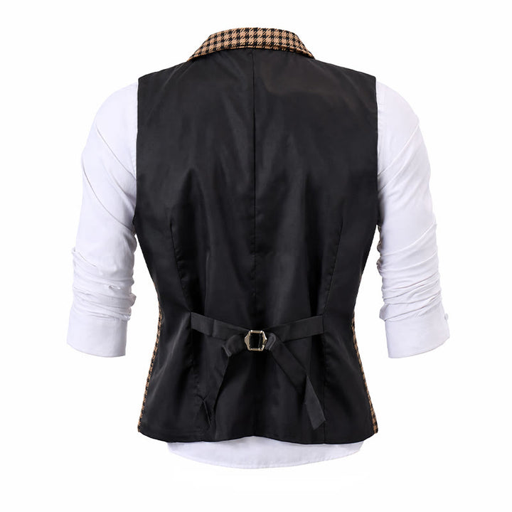 Men's Houndstooth Plaid Middle Ages Style Suit Vest - image 9