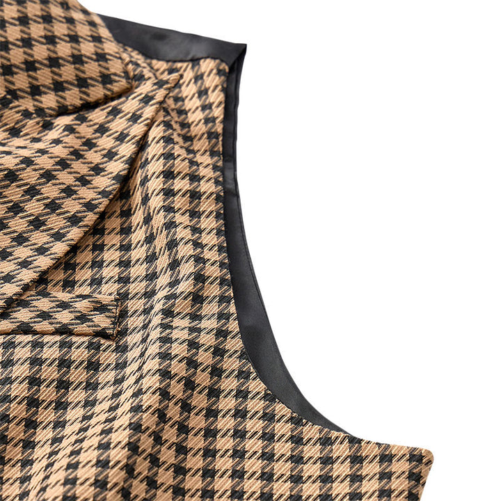 Men's Houndstooth Plaid Middle Ages Style Suit Vest - image 7