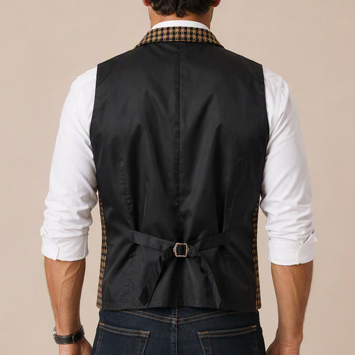 Men's Houndstooth Plaid Middle Ages Style Suit Vest - image 2