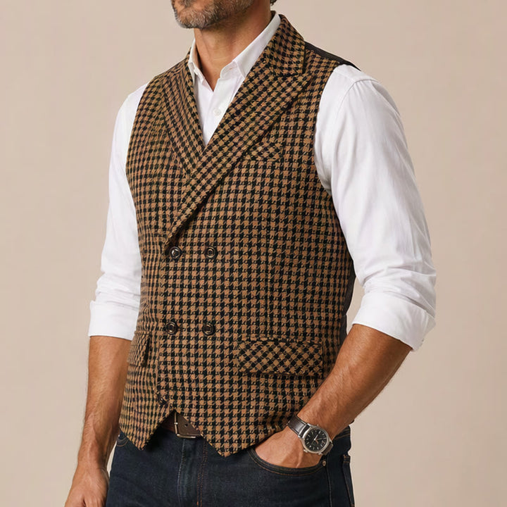Men's Houndstooth Plaid Middle Ages Style Suit Vest - image 3