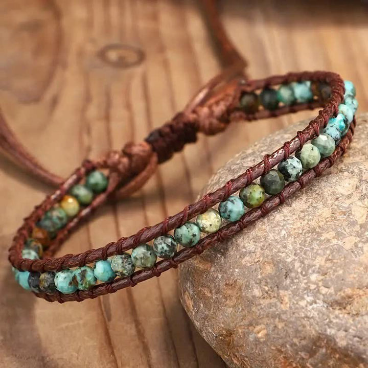 Dainty Turquoise Beaded Boho Wrap Adjustable Braided Bracelet - image 2