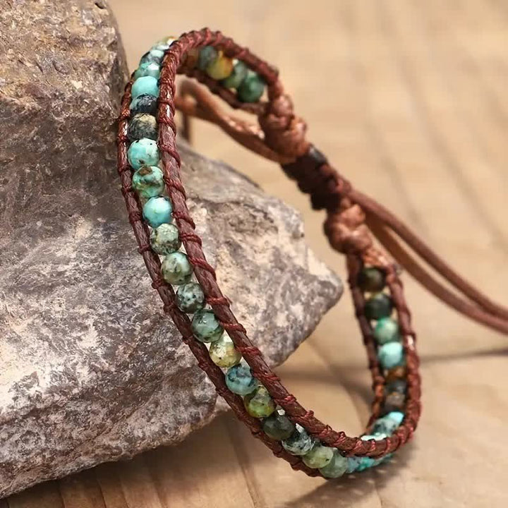 Dainty Turquoise Beaded Boho Wrap Adjustable Braided Bracelet - image 3