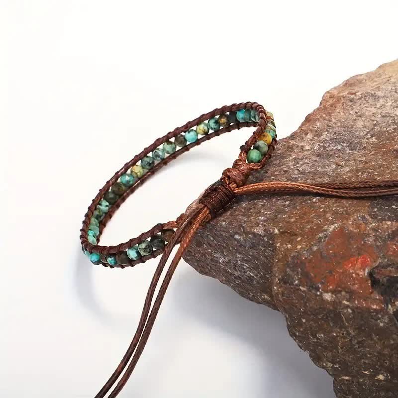 Dainty Turquoise Beaded Boho Wrap Adjustable Braided Bracelet - image 4