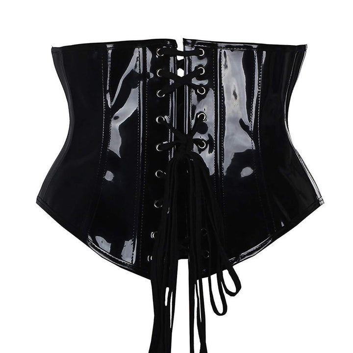Zipper PU Leather Waist Trainer Adjustable Lace Up Tummy Control Corset Shapewear - image 2