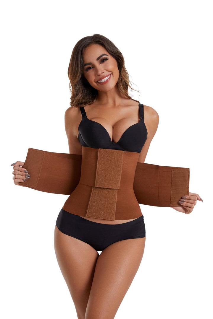 Women Polyester Corset Waist Trainer Tummy Control Body Shaper Belt - Coffee - 2XL - image 1