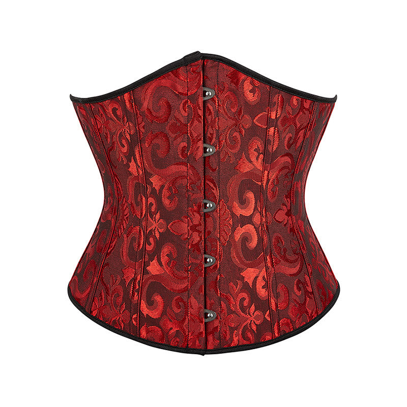 Women Short Jacquard Corset Waist Cincher Tummy Control Body Shaper - Black Red - 6XL - image 20