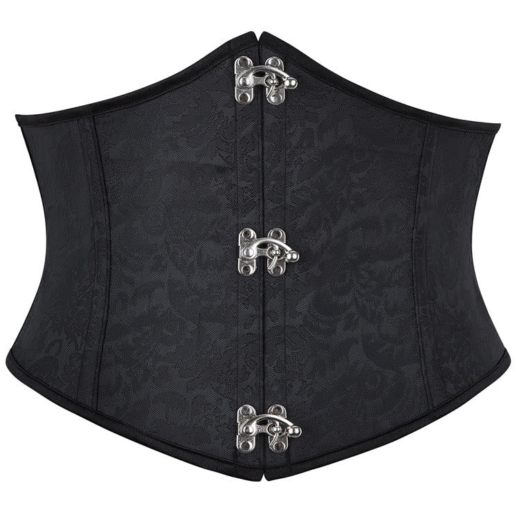 Women Gothic Vintage Short Waspie Corset Palace Tummy Control Waist Cincher Shaper - Black - 2XL - image 1